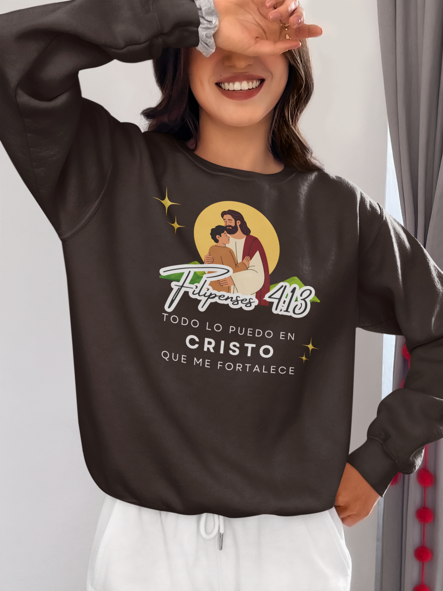 Sudadera con versiculo biblico - Filipenses 4:13 "Todo lo puedo en Cristo que me fortalece"