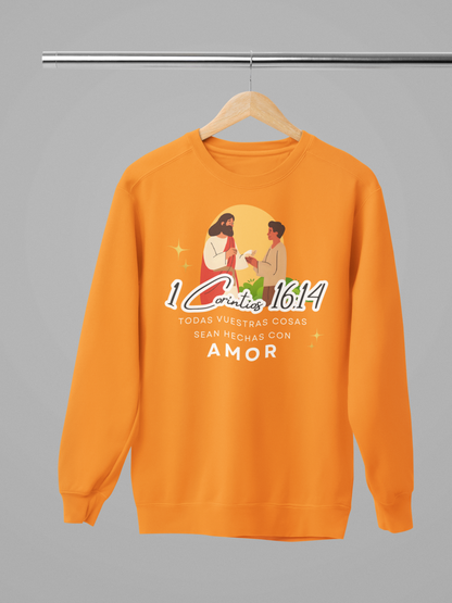 Sudadera con versículo bíblico  “Que todo lo hagan con amor” 1 Corintios 16:14
