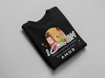 Sudadera con versículo bíblico  “Que todo lo hagan con amor” 1 Corintios 16:14