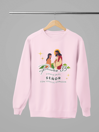 Sudadera con versículo bíblico Proverbios 3:5 – Confía en el Señor con todo el corazón