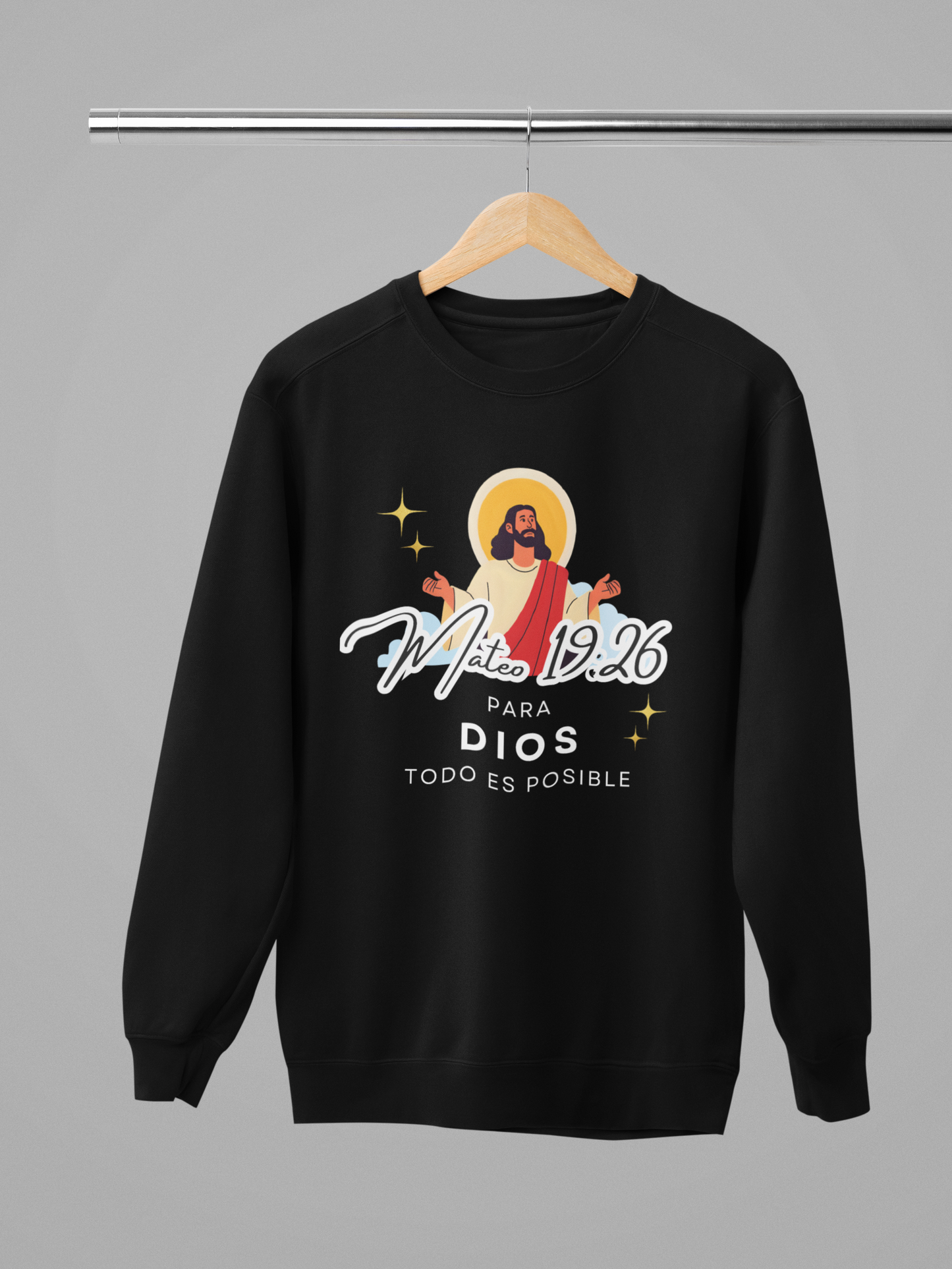 Sudadera con versículo bíblico Mateo 19:26 – Para Dios todo es posible
