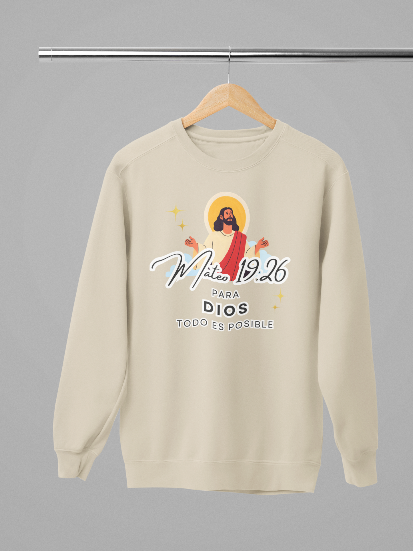 Sudadera con versículo bíblico Mateo 19:26 – Para Dios todo es posible