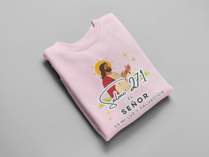 Sudadera con versículo bíblico Salmo 27:1 - El Señor es mi luz y salvación