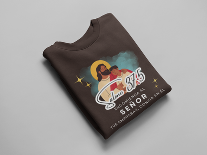 Sudadera con versículo bíblico Salmo 37:5 - Encomienda al señor tus empresas