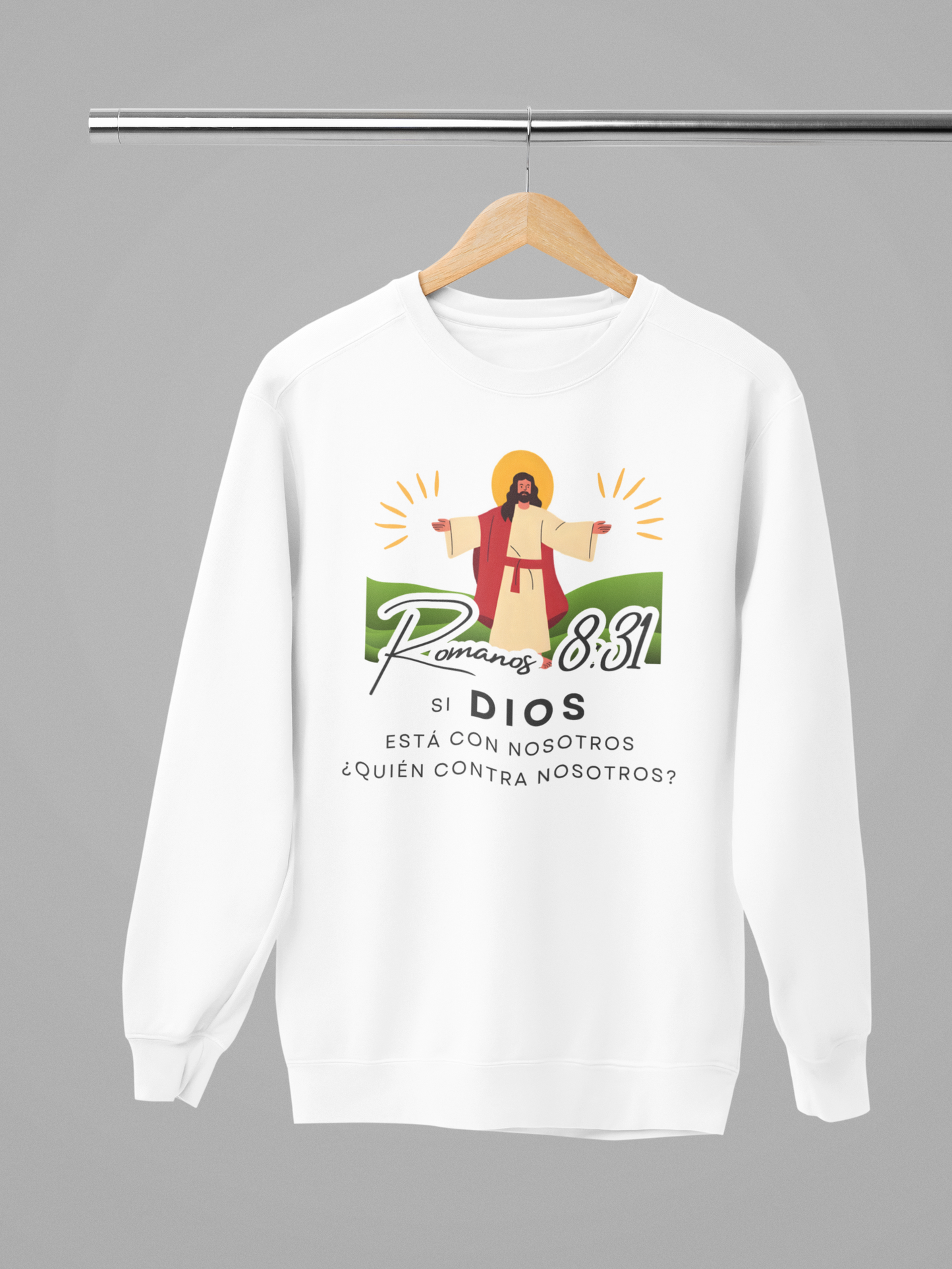 Sudadera con versículo bíblico Romanos 8:31 - Si Dios está con nosotros