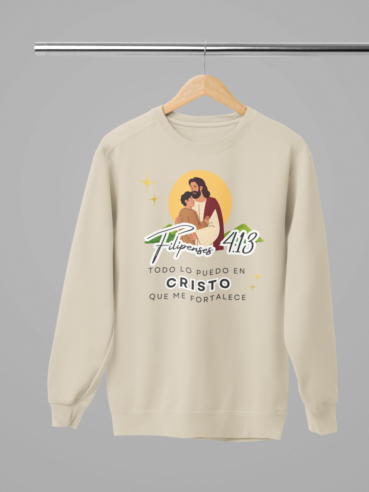 Sudadera con versiculo biblico - Filipenses 4:13 "Todo lo puedo en Cristo que me fortalece"