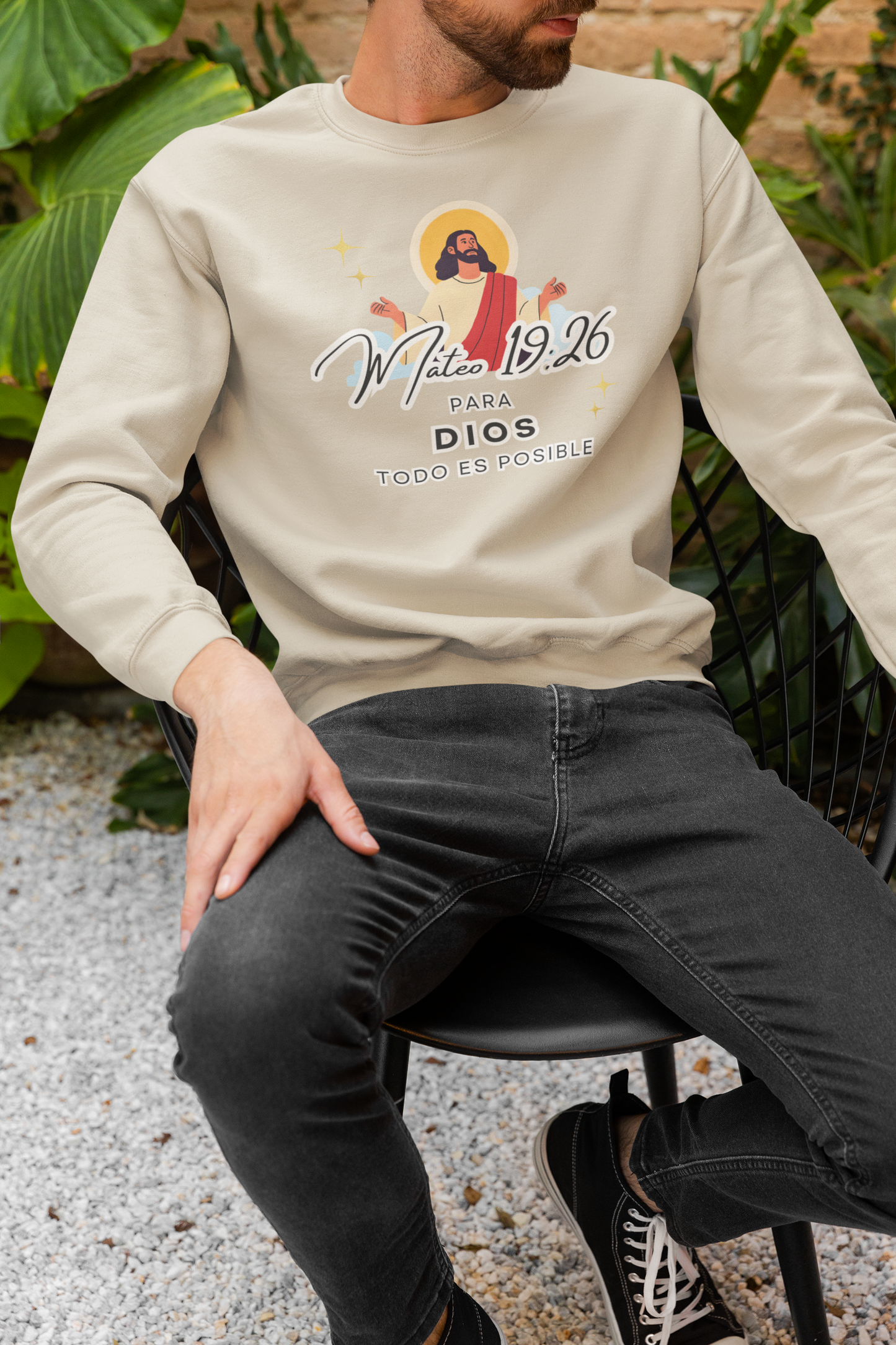 Sudadera con versículo bíblico Mateo 19:26 – Para Dios todo es posible