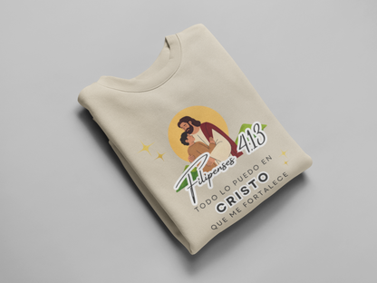 Sudadera con versiculo biblico - Filipenses 4:13 "Todo lo puedo en Cristo que me fortalece"