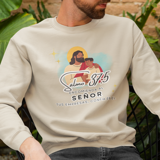 Sudadera con versículo bíblico Salmo 37:5 - Encomienda al señor tus empresas