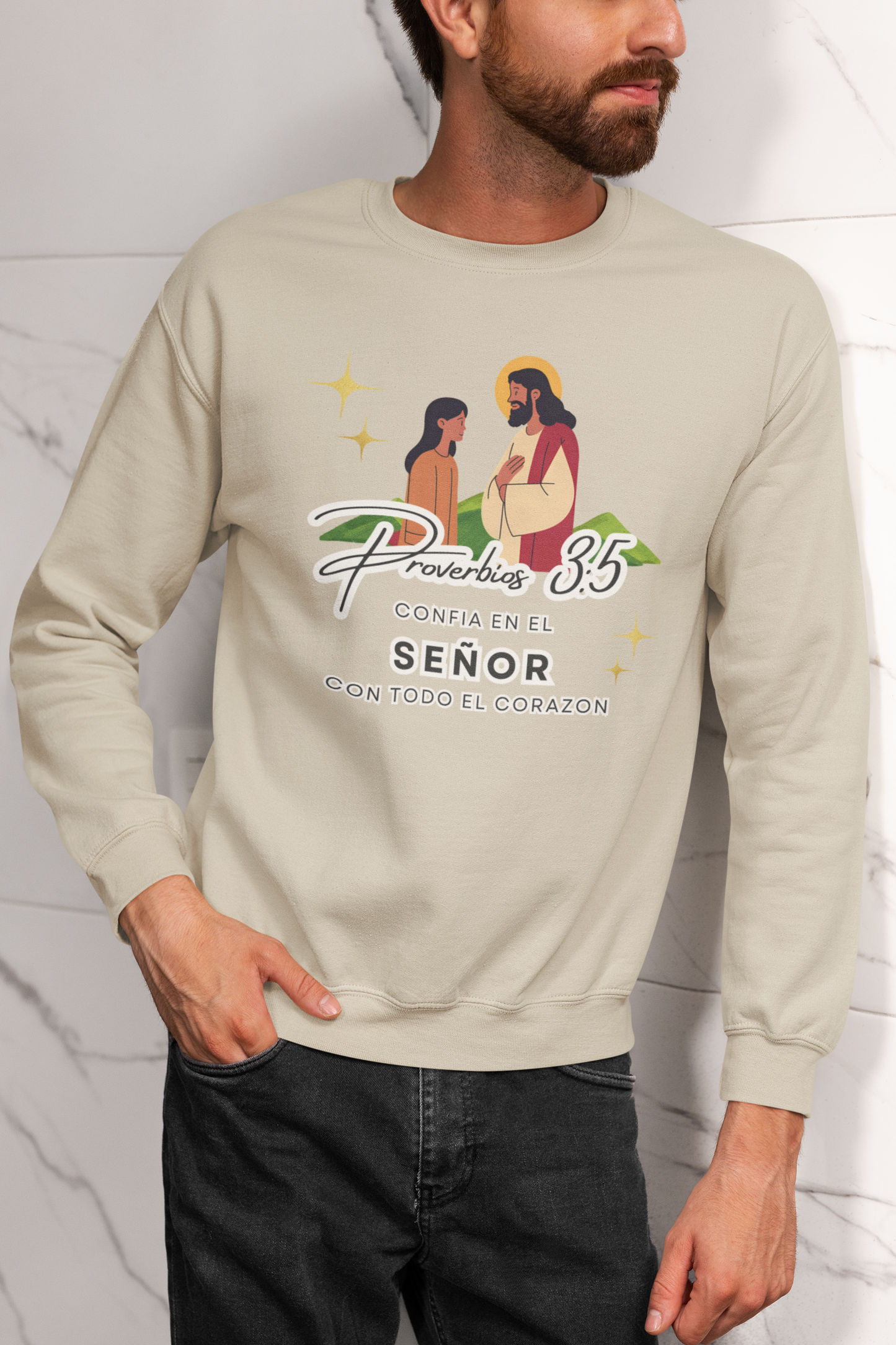 Sudadera con versículo bíblico Proverbios 3:5 – Confía en el Señor con todo el corazón