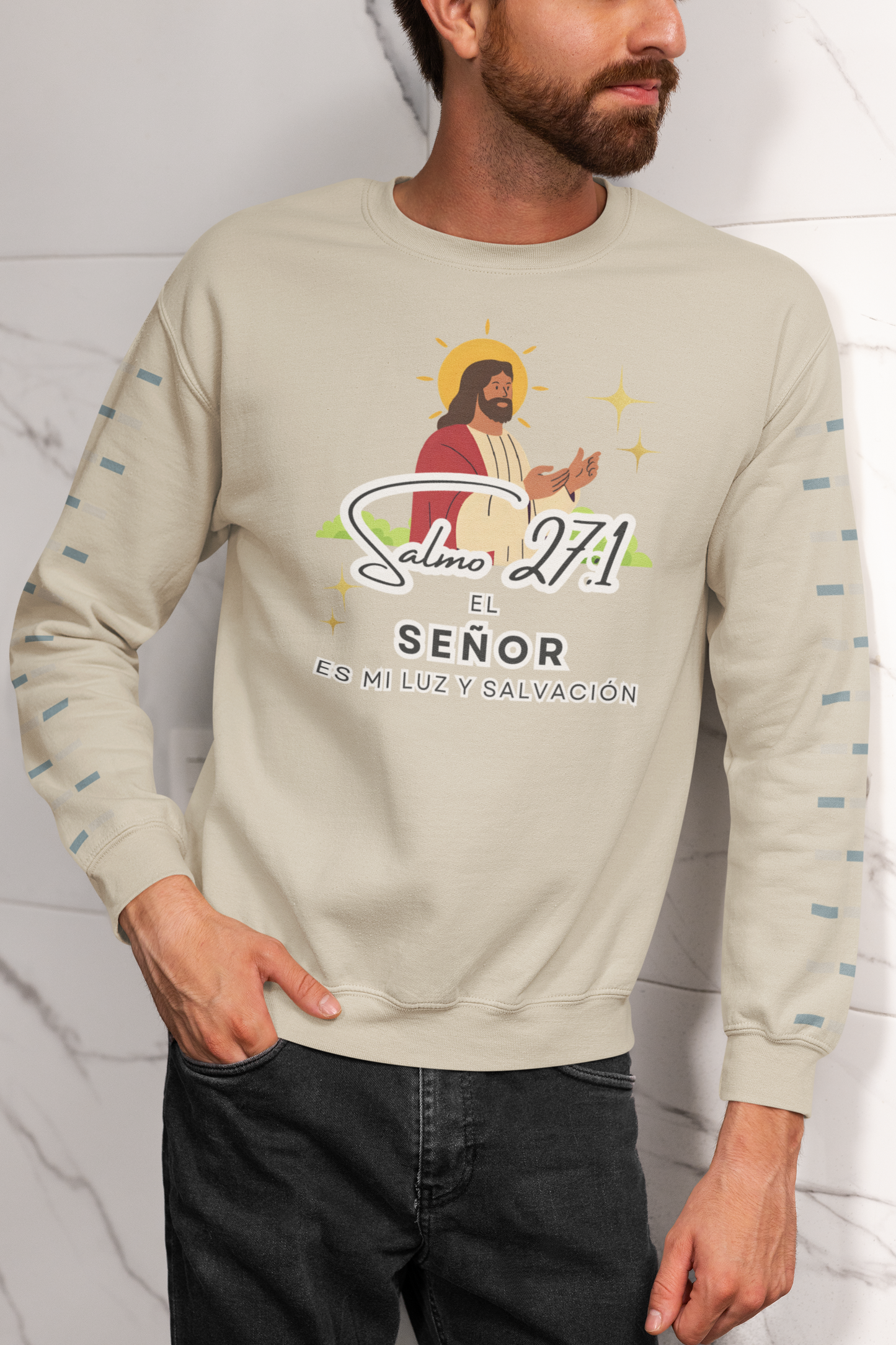 Sudadera con versículo bíblico Salmo 27:1 - El Señor es mi luz y salvación