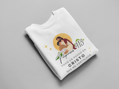 Sudadera con versiculo biblico - Filipenses 4:13 "Todo lo puedo en Cristo que me fortalece"