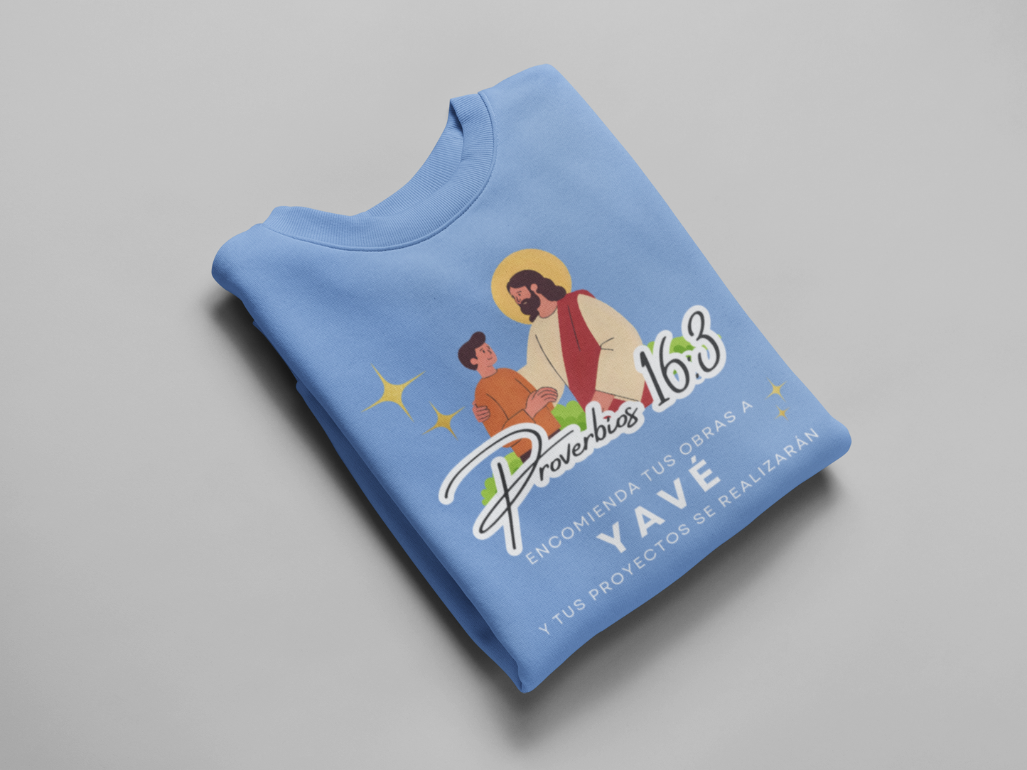 Sudadera con versículo bíblico Proverbios 16:3 – Encomienda tus obras a Yavé