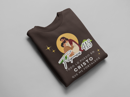 Sudadera con versiculo biblico - Filipenses 4:13 "Todo lo puedo en Cristo que me fortalece"
