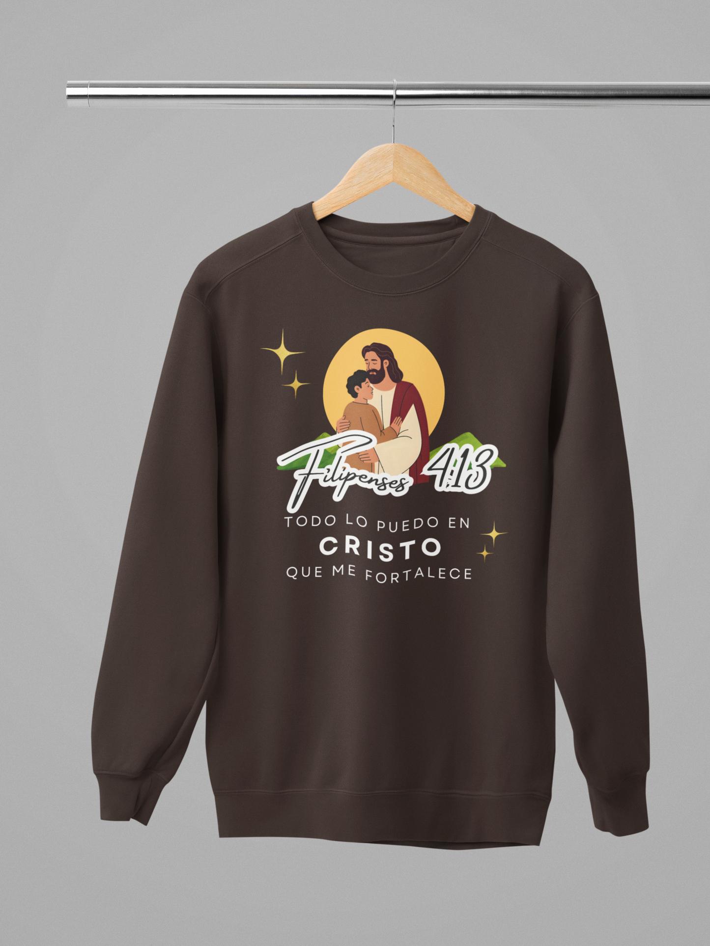 Sudadera con versiculo biblico - Filipenses 4:13 "Todo lo puedo en Cristo que me fortalece"