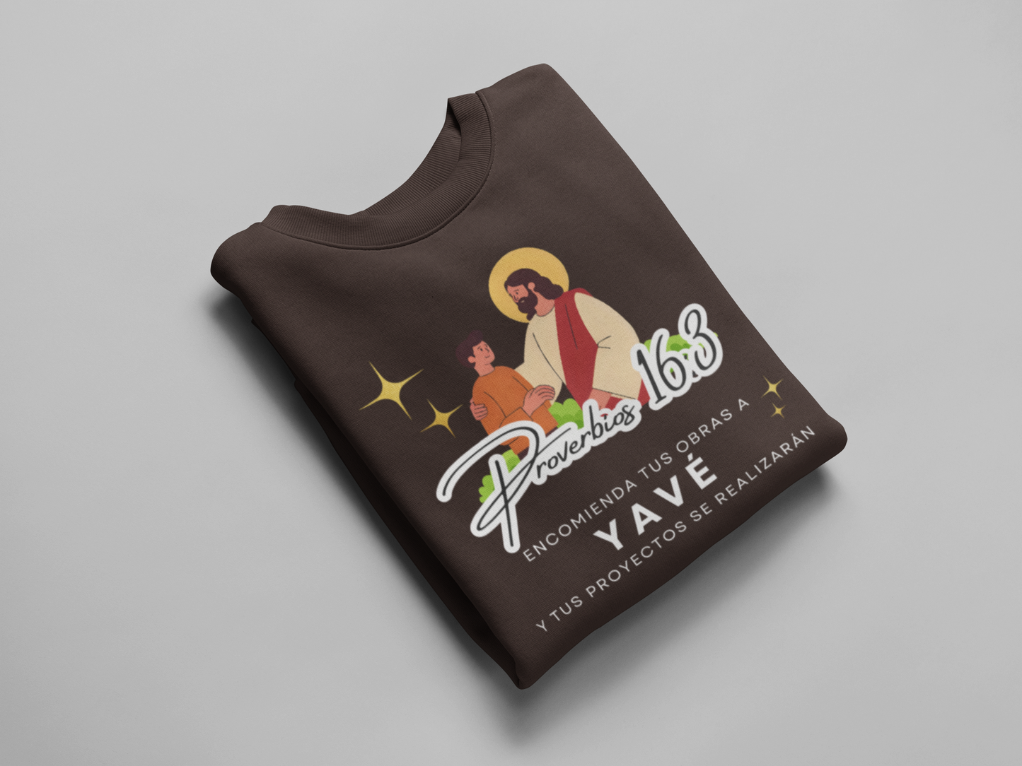 Sudadera con versículo bíblico Proverbios 16:3 – Encomienda tus obras a Yavé