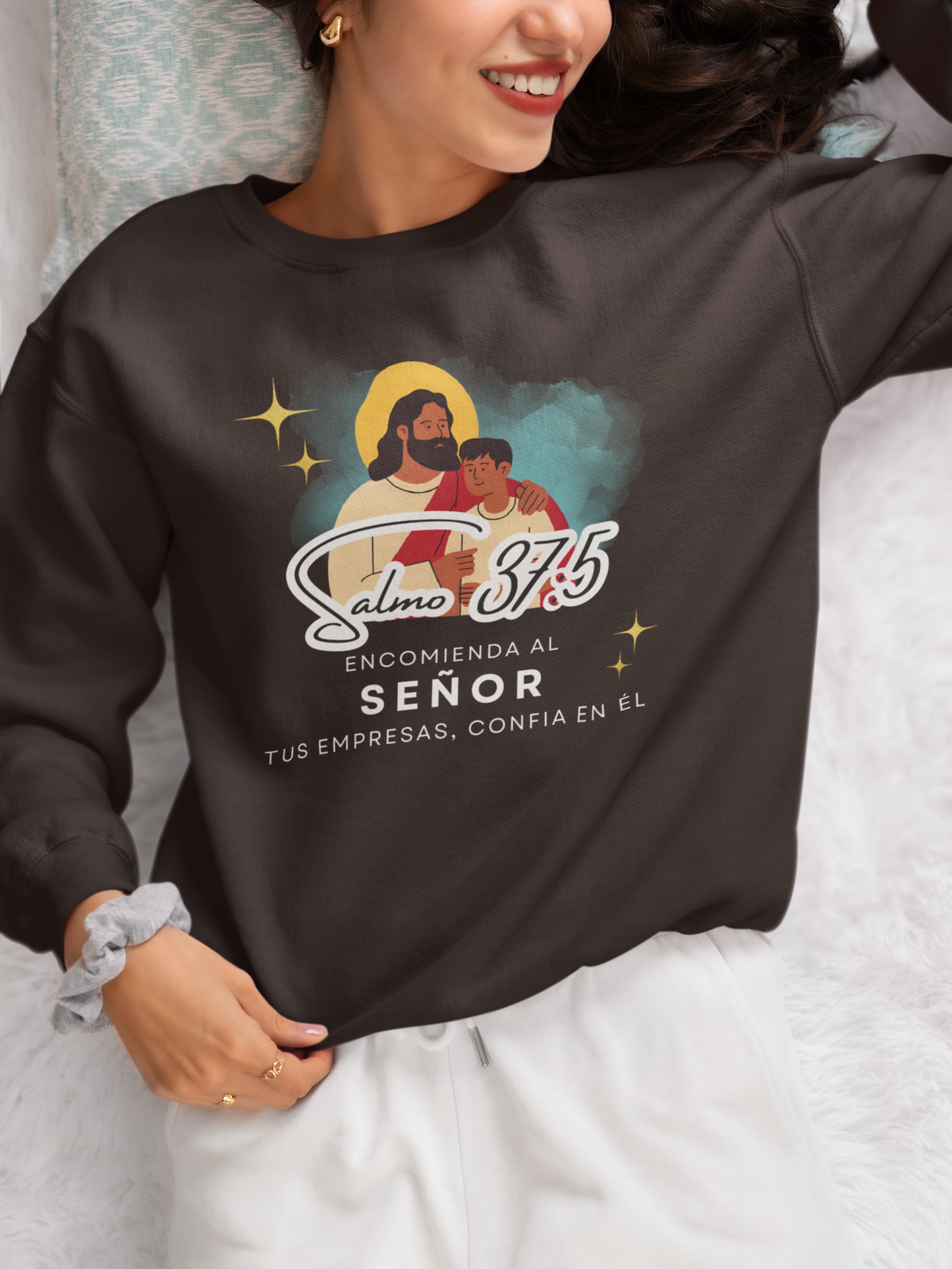 Sudadera con versículo bíblico Salmo 37:5 - Encomienda al señor tus empresas