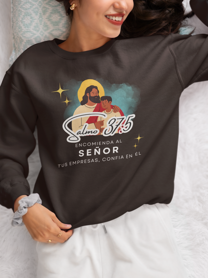 Sudadera con versículo bíblico Salmo 37:5 - Encomienda al señor tus empresas