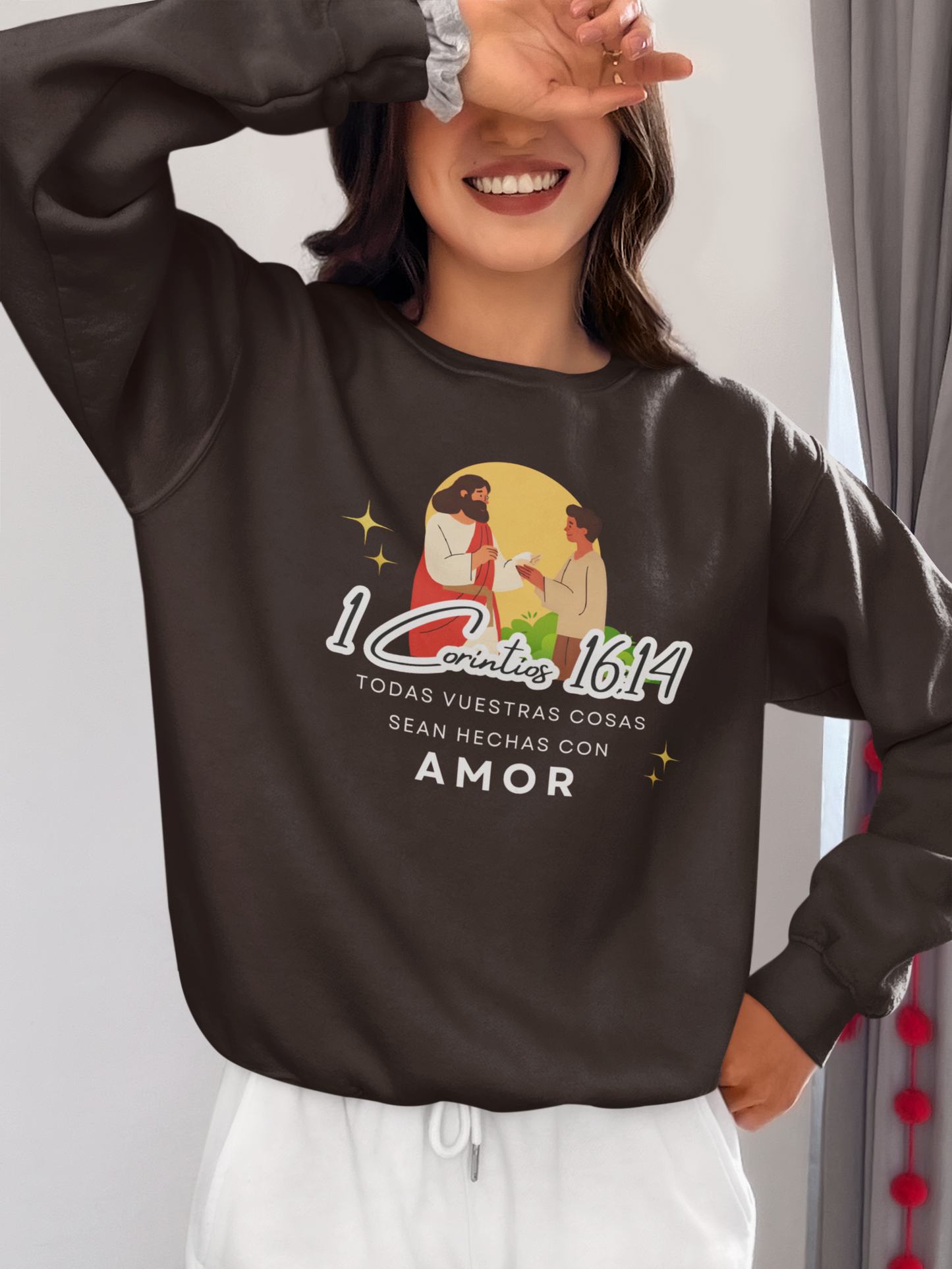 Sudadera con versículo bíblico  “Que todo lo hagan con amor” 1 Corintios 16:14