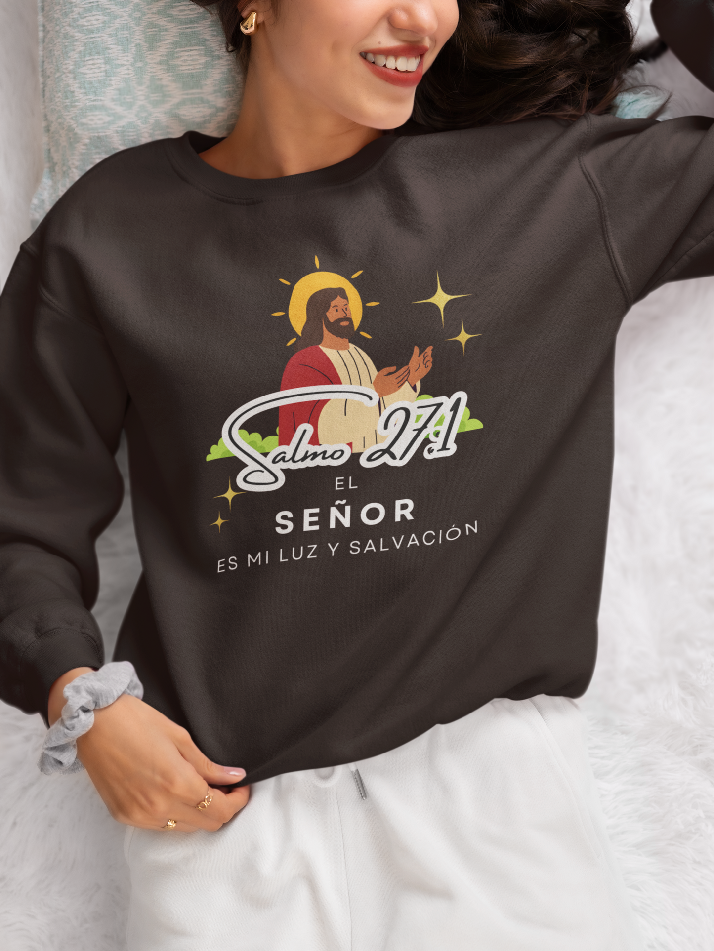Sudadera con versículo bíblico Salmo 27:1 - El Señor es mi luz y salvación