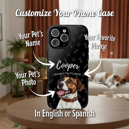 Funda de teléfono personalizada con foto, frase y nombre de tu mascota