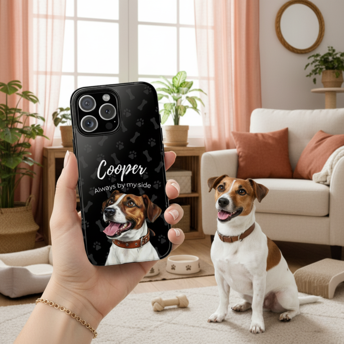 Funda de teléfono personalizada con foto, frase y nombre de tu mascota