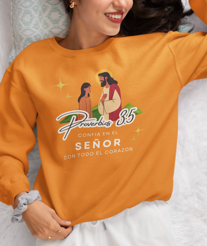 Sudadera con versículo bíblico Proverbios 3:5 – Confía en el Señor con todo el corazón