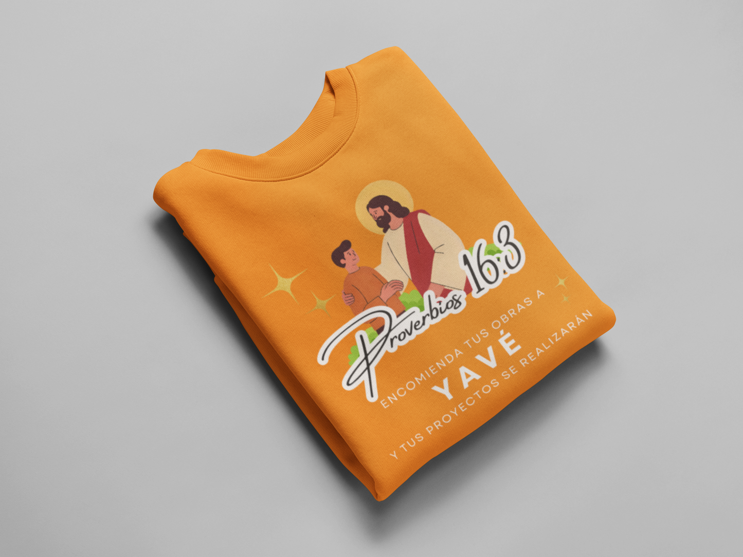 Sudadera con versículo bíblico Proverbios 16:3 – Encomienda tus obras a Yavé