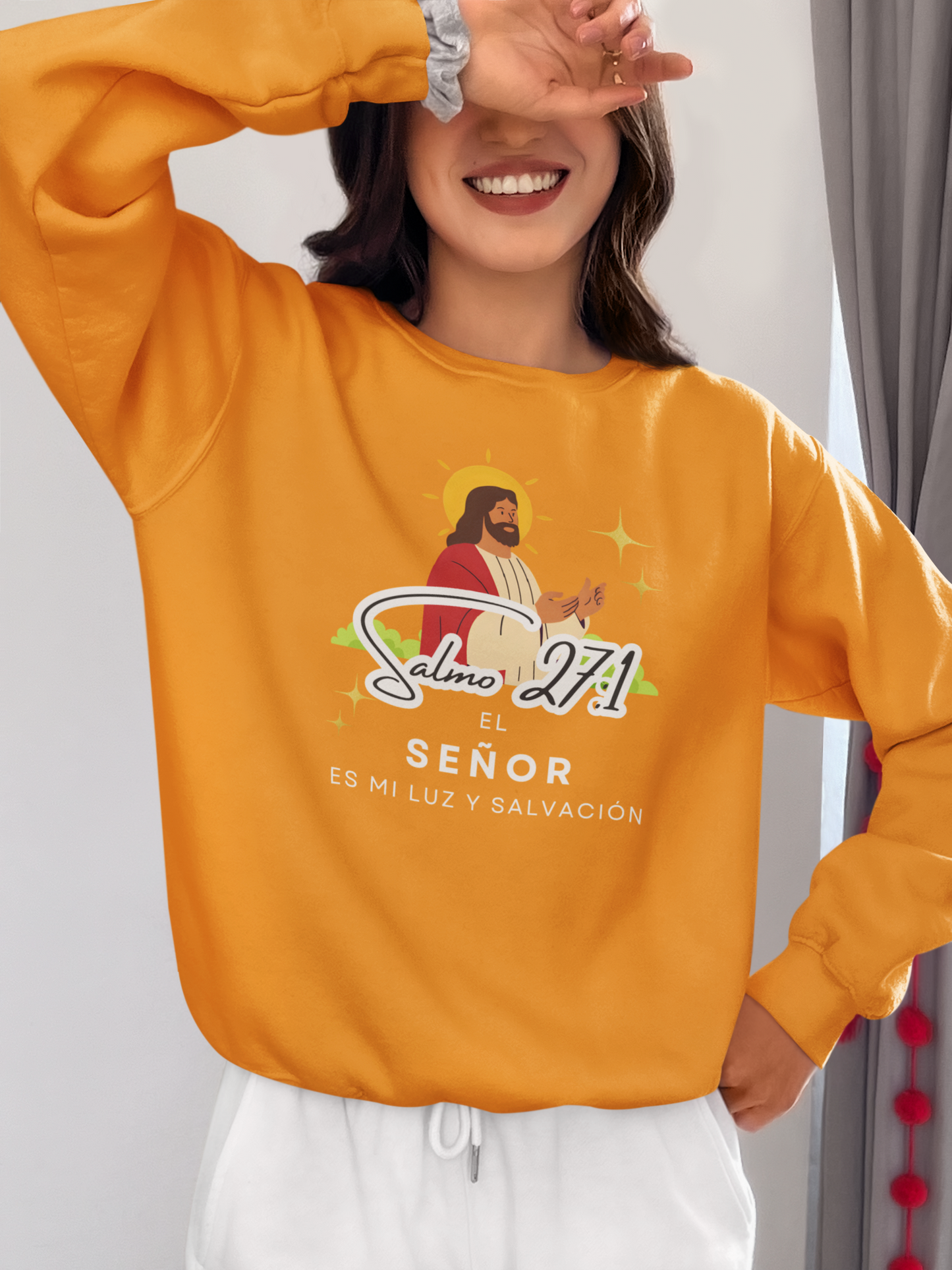 Sudadera con versículo bíblico Salmo 27:1 - El Señor es mi luz y salvación