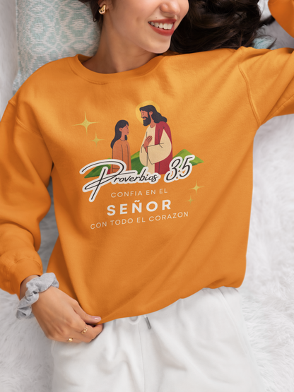 Sudadera con versículo bíblico Proverbios 3:5 – Confía en el Señor con todo el corazón