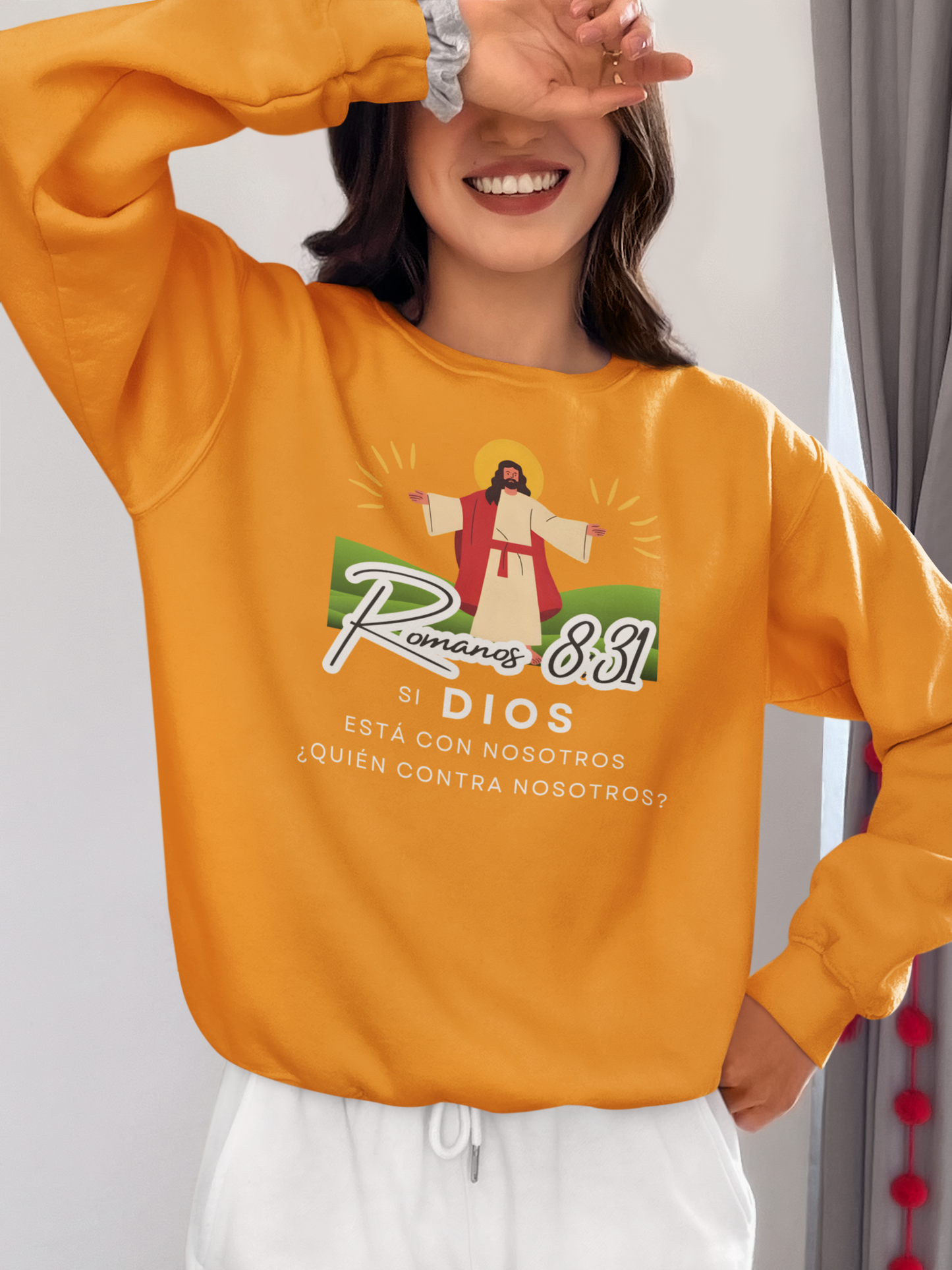 Sudadera con versículo bíblico Romanos 8:31 - Si Dios está con nosotros