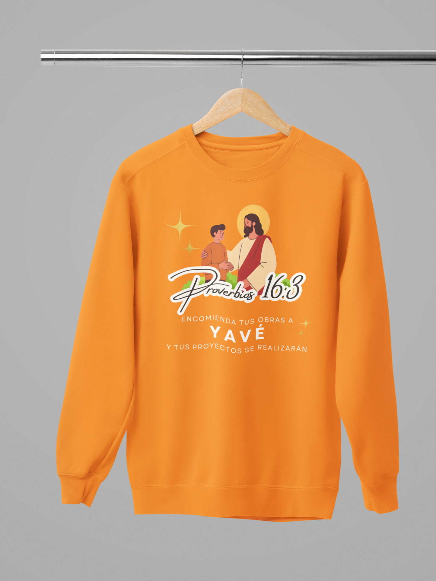 Sudadera con versículo bíblico Proverbios 16:3 – Encomienda tus obras a Yavé