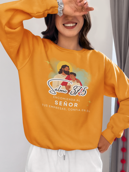 Sudadera con versículo bíblico Salmo 37:5 - Encomienda al señor tus empresas