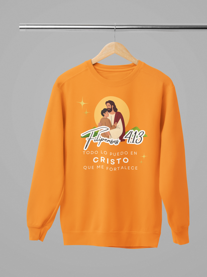 Sudadera con versiculo biblico - Filipenses 4:13 "Todo lo puedo en Cristo que me fortalece"