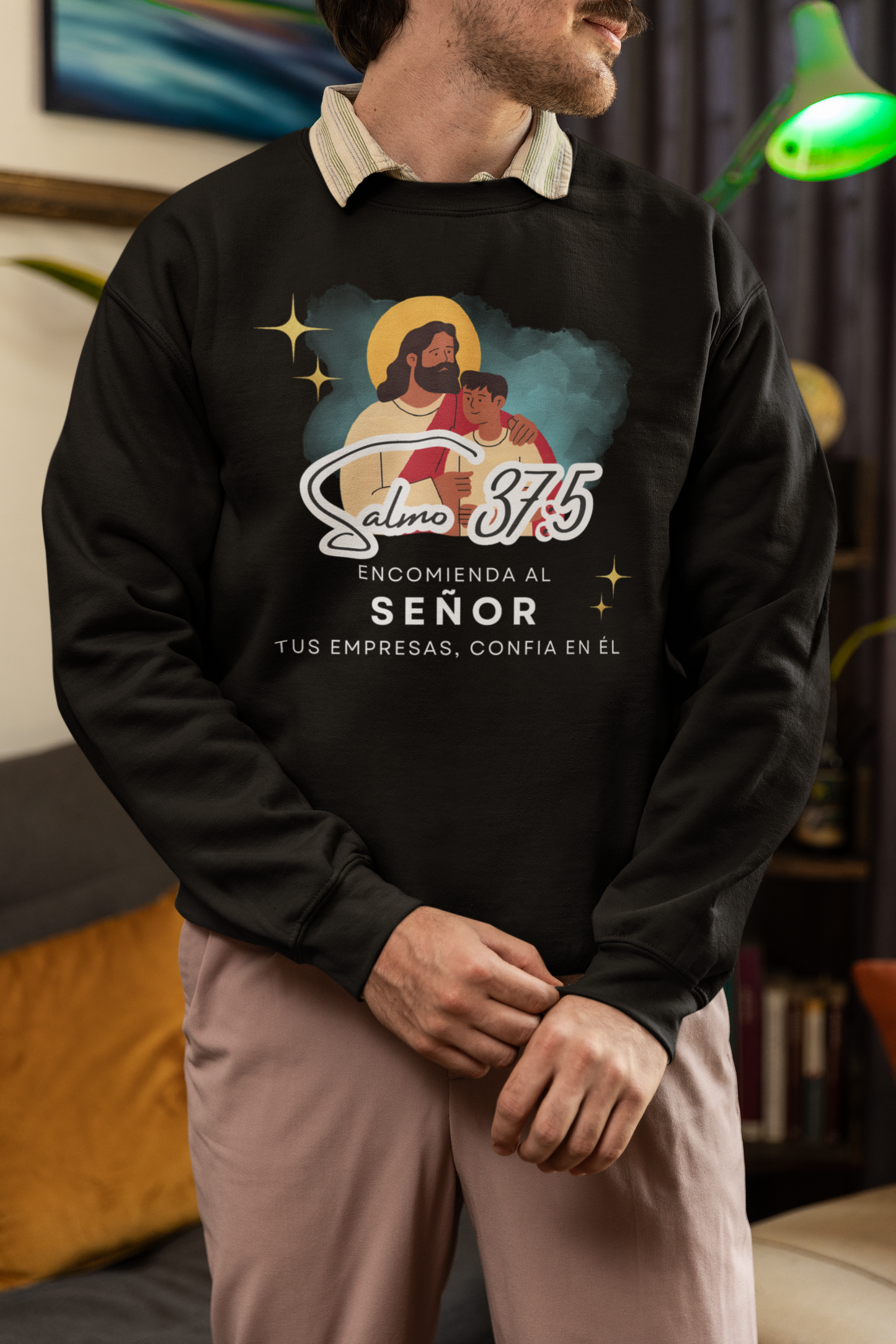 Sudadera con versículo bíblico Salmo 37:5 - Encomienda al señor tus empresas