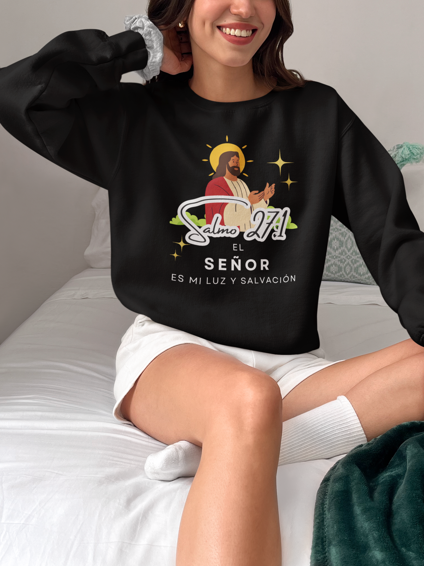 Sudadera con versículo bíblico Salmo 27:1 - El Señor es mi luz y salvación