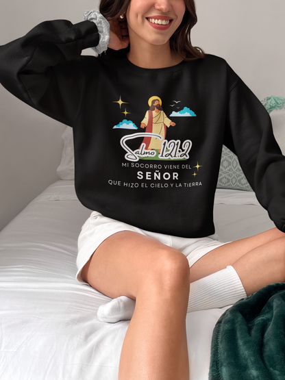 Sudadera con versículo bíblico Salmo 121:2 - Mi Socorro Viene del Señor
