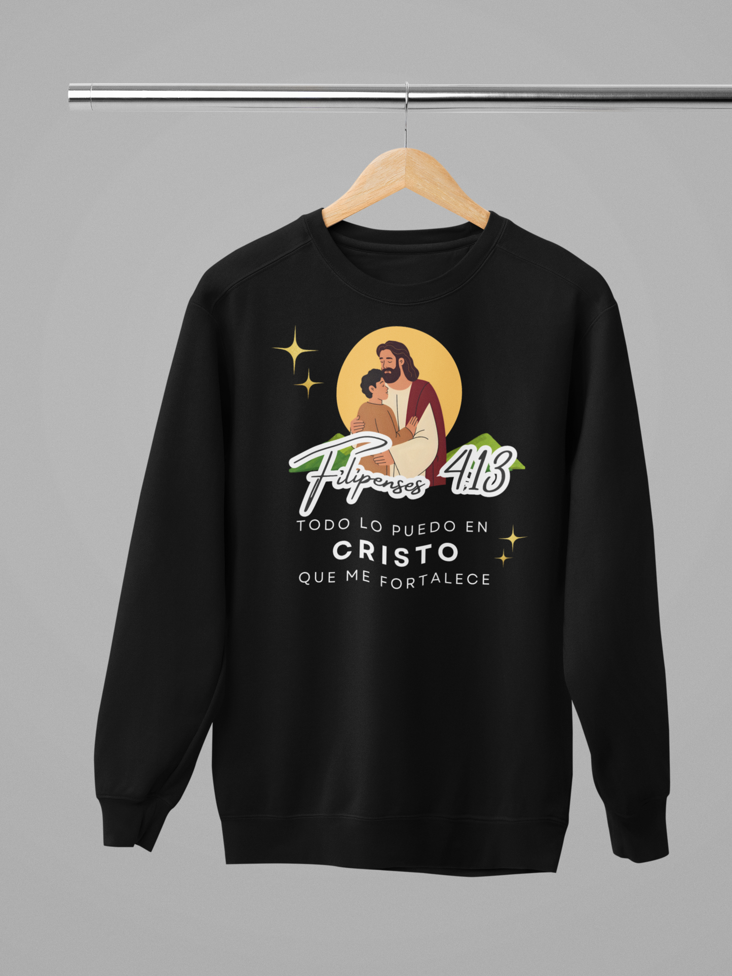 Sudadera con versiculo biblico - Filipenses 4:13 "Todo lo puedo en Cristo que me fortalece"