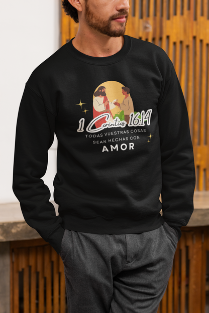 Sudadera con versículo bíblico  “Que todo lo hagan con amor” 1 Corintios 16:14