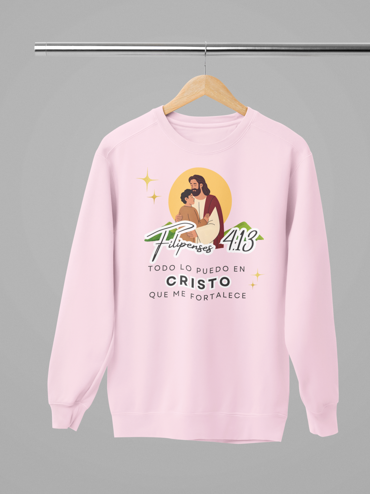 Sudadera con versiculo biblico - Filipenses 4:13 "Todo lo puedo en Cristo que me fortalece"