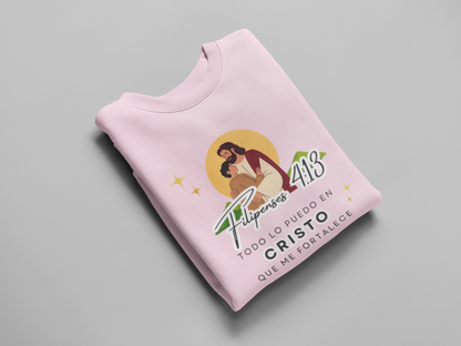Sudadera con versiculo biblico - Filipenses 4:13 "Todo lo puedo en Cristo que me fortalece"