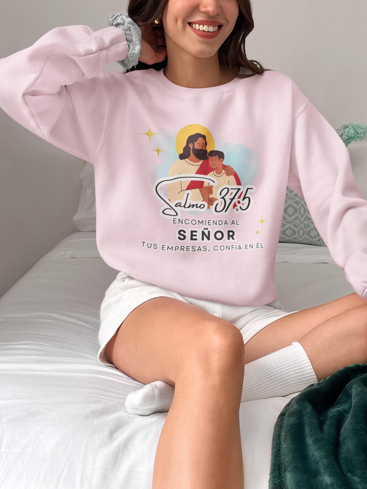 Sudadera con versículo bíblico Salmo 37:5 - Encomienda al señor tus empresas