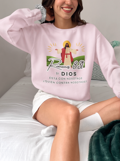 Sudadera con versículo bíblico Romanos 8:31 - Si Dios está con nosotros