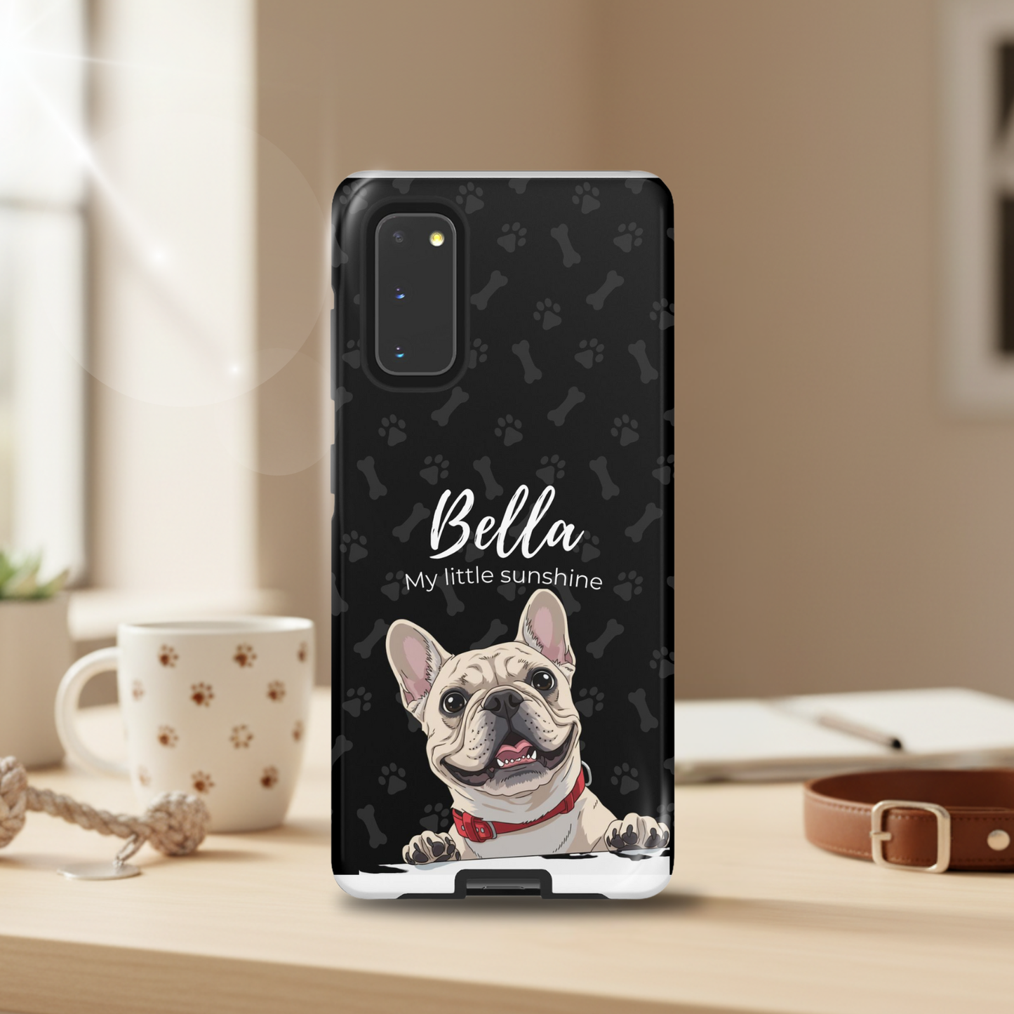 Funda de teléfono personalizada con foto, frase y nombre de tu mascota