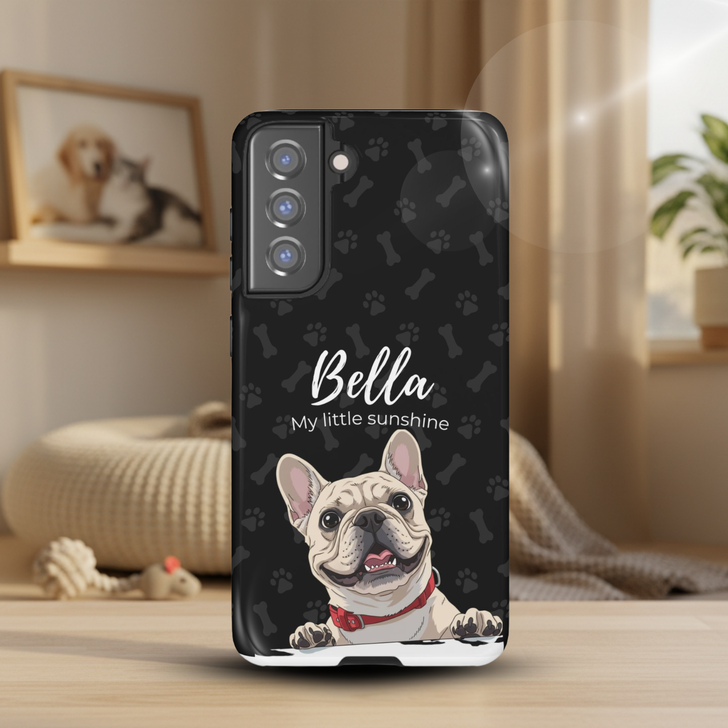 Funda de teléfono personalizada con foto, frase y nombre de tu mascota