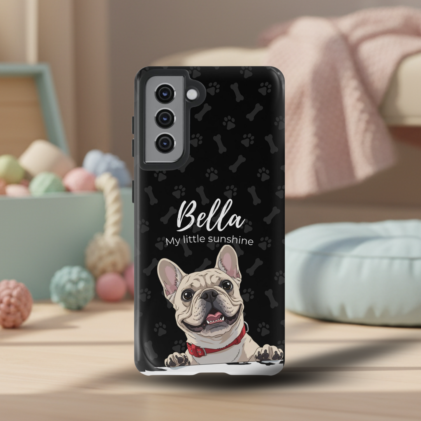 Funda de teléfono personalizada con foto, frase y nombre de tu mascota