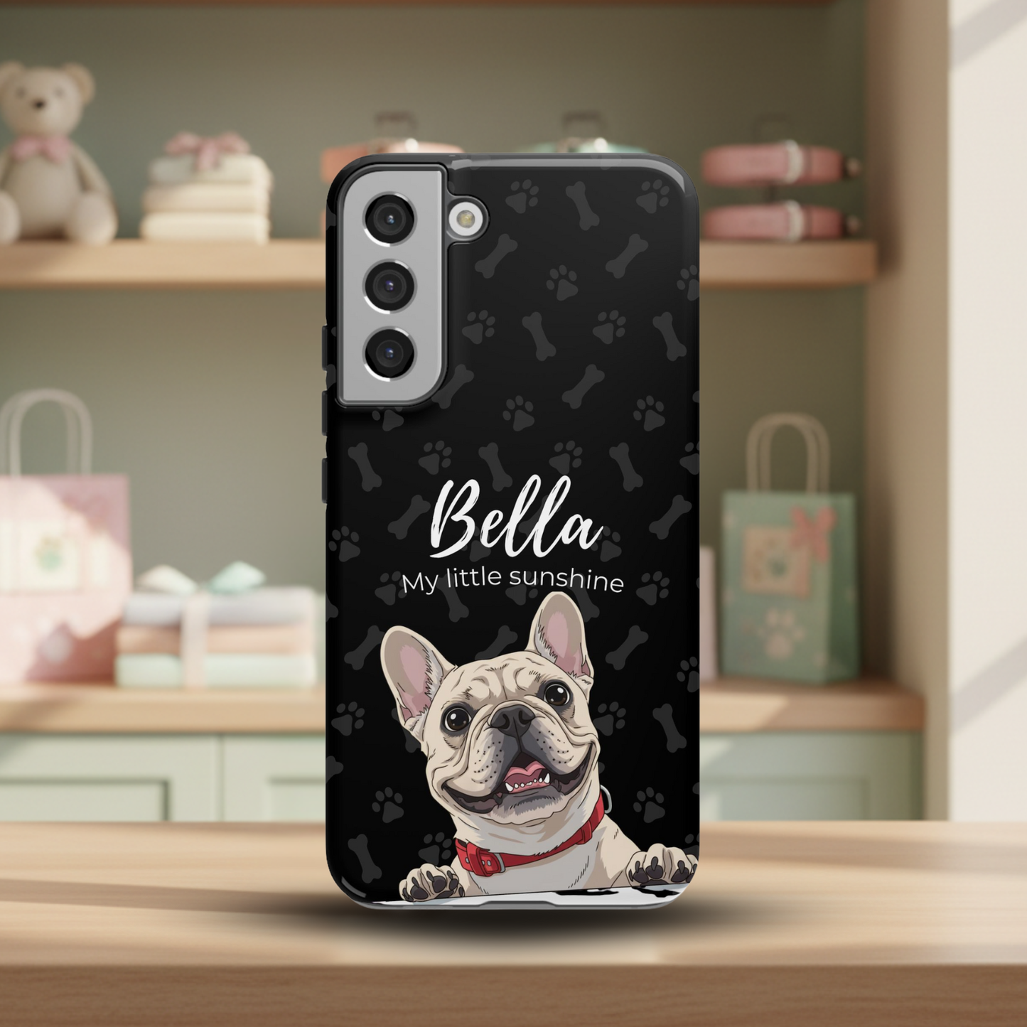 Funda de teléfono personalizada con foto, frase y nombre de tu mascota