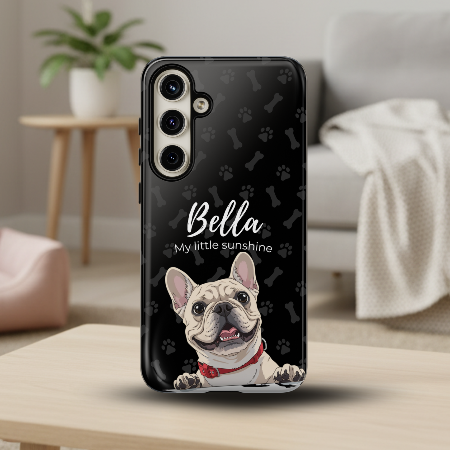 Funda de teléfono personalizada con foto, frase y nombre de tu mascota