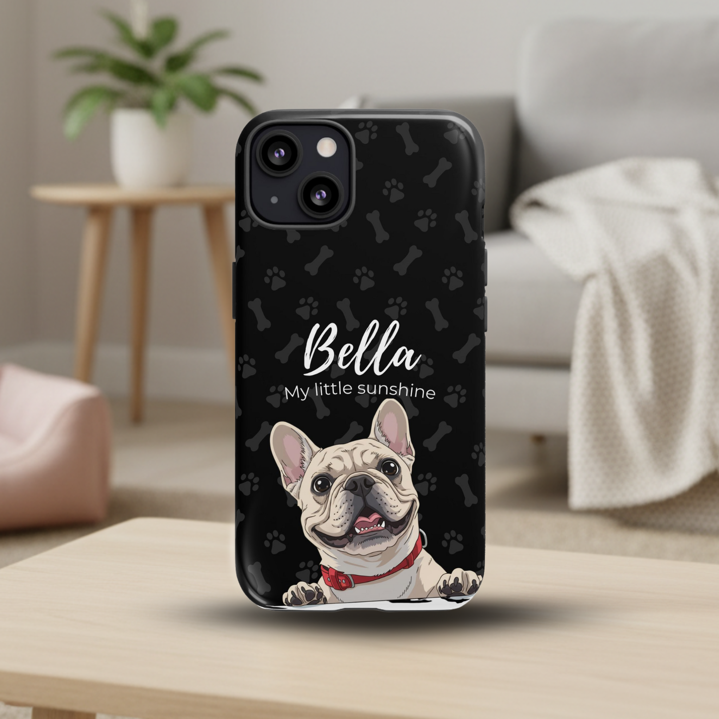 Funda de teléfono personalizada con foto, frase y nombre de tu mascota