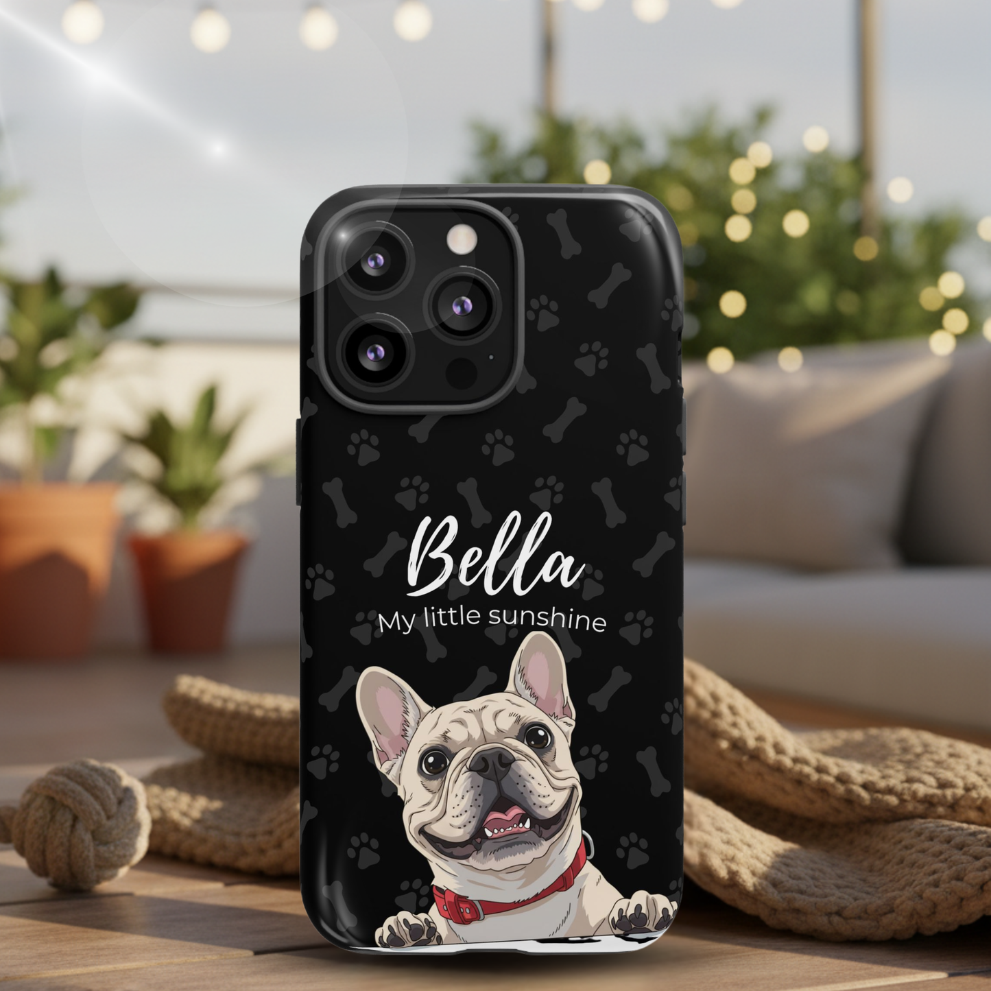 Funda de teléfono personalizada con foto, frase y nombre de tu mascota